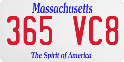 MA license plate 365VC8