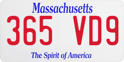 MA license plate 365VD9