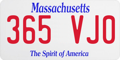 MA license plate 365VJ0