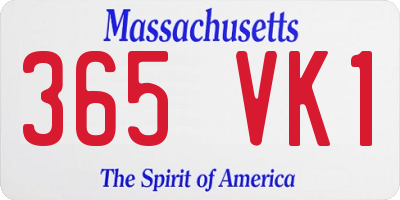 MA license plate 365VK1