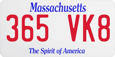 MA license plate 365VK8