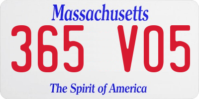 MA license plate 365VO5