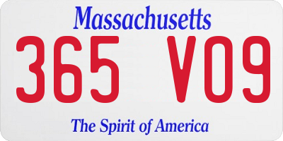 MA license plate 365VO9