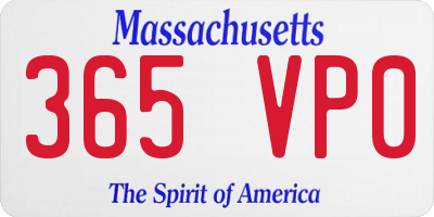 MA license plate 365VP0
