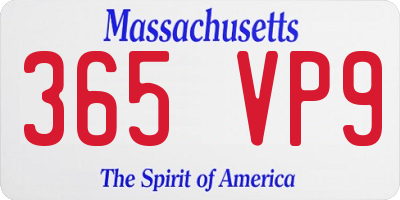 MA license plate 365VP9