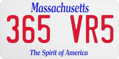 MA license plate 365VR5