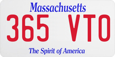 MA license plate 365VT0