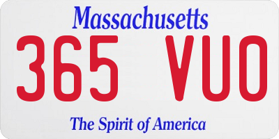 MA license plate 365VU0