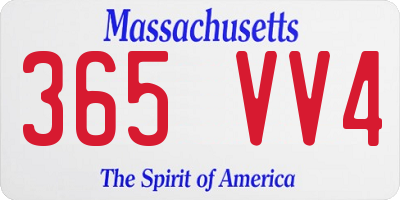 MA license plate 365VV4
