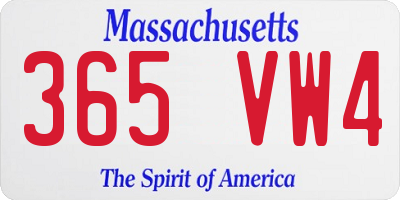 MA license plate 365VW4
