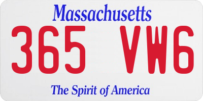 MA license plate 365VW6