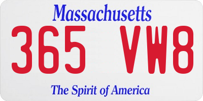 MA license plate 365VW8