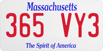 MA license plate 365VY3