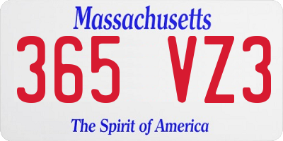 MA license plate 365VZ3