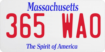 MA license plate 365WA0