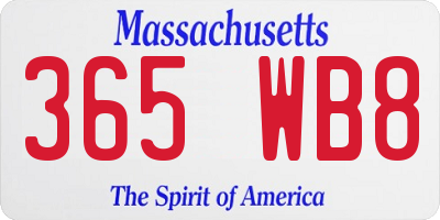 MA license plate 365WB8