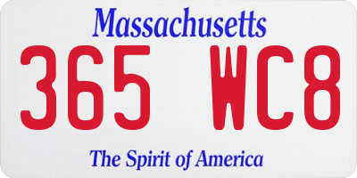 MA license plate 365WC8
