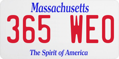 MA license plate 365WE0