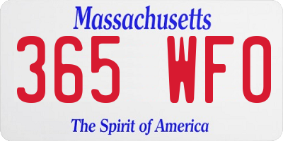 MA license plate 365WF0