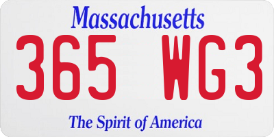 MA license plate 365WG3