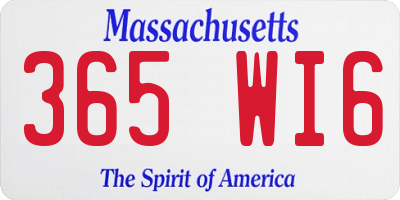 MA license plate 365WI6