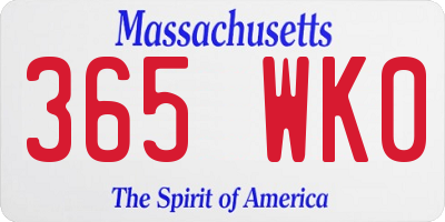 MA license plate 365WK0