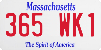 MA license plate 365WK1