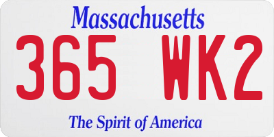 MA license plate 365WK2