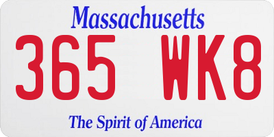 MA license plate 365WK8