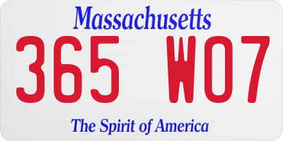 MA license plate 365WO7