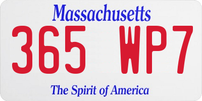 MA license plate 365WP7