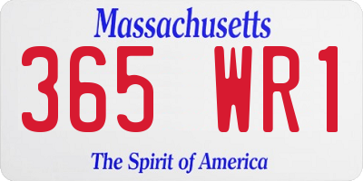 MA license plate 365WR1