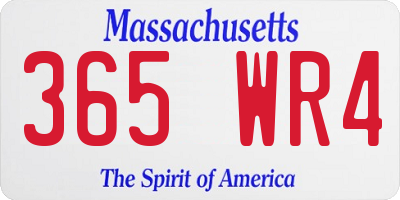 MA license plate 365WR4