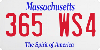 MA license plate 365WS4