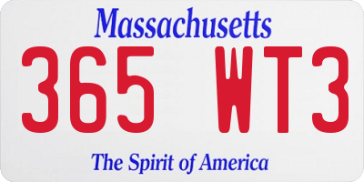 MA license plate 365WT3