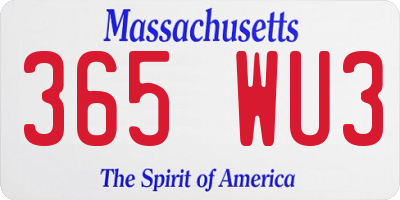 MA license plate 365WU3