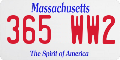 MA license plate 365WW2