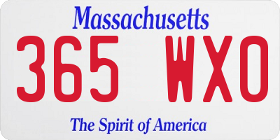 MA license plate 365WX0
