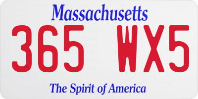 MA license plate 365WX5