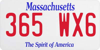 MA license plate 365WX6