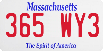MA license plate 365WY3