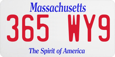 MA license plate 365WY9