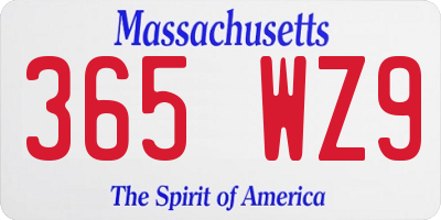 MA license plate 365WZ9