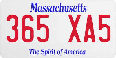MA license plate 365XA5