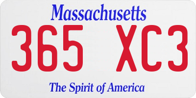MA license plate 365XC3