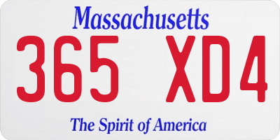 MA license plate 365XD4