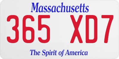 MA license plate 365XD7