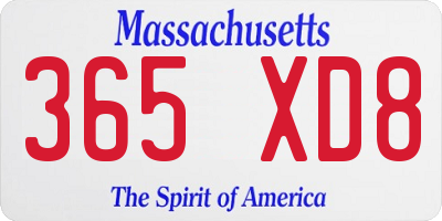 MA license plate 365XD8