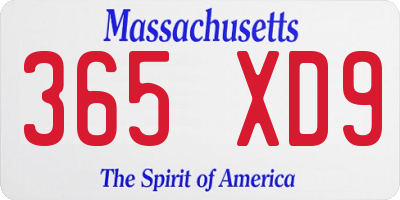 MA license plate 365XD9