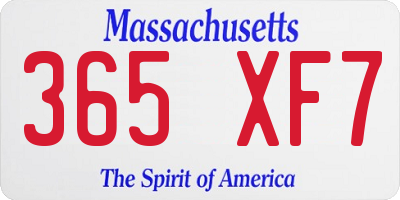 MA license plate 365XF7